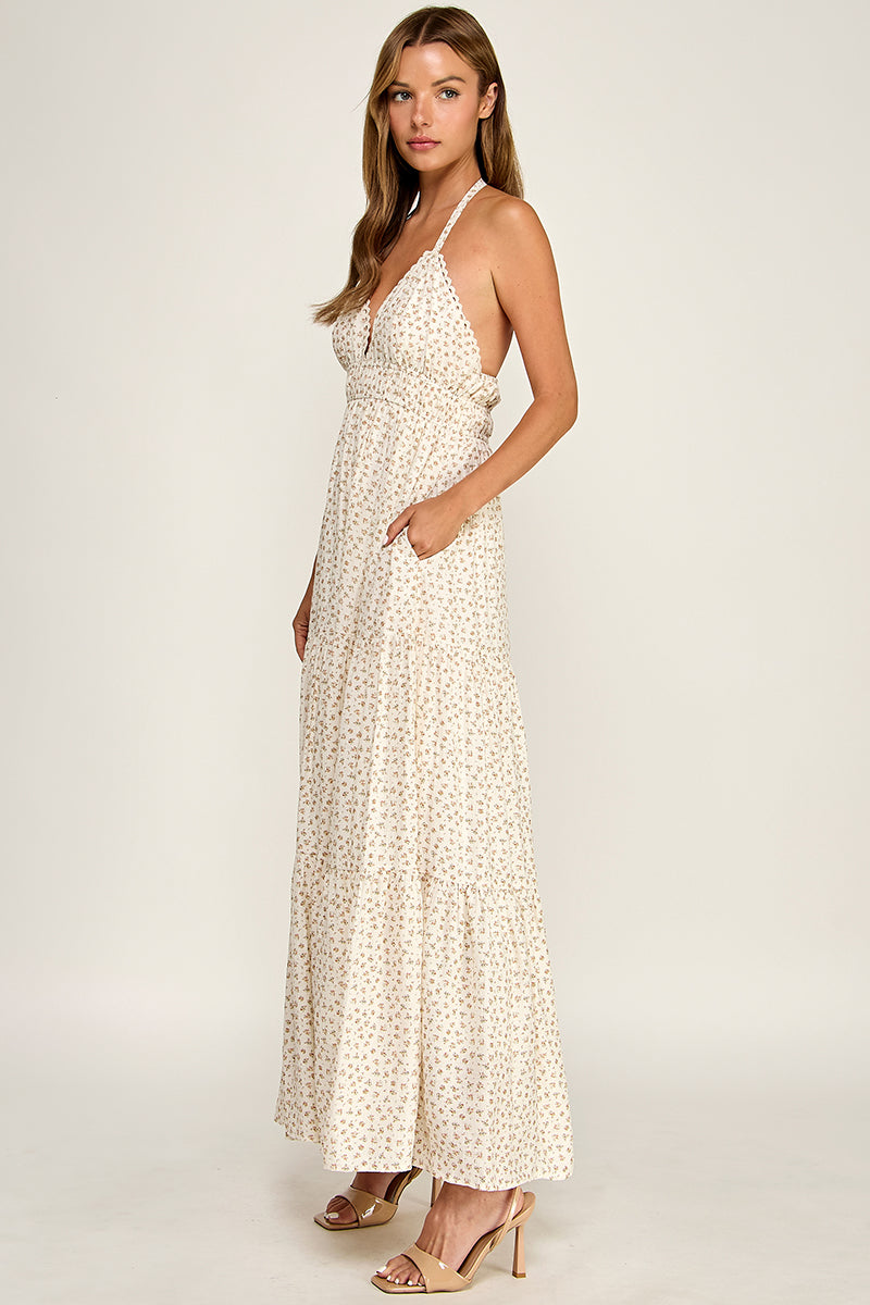 D5749S Halter Neck Maxi Dress