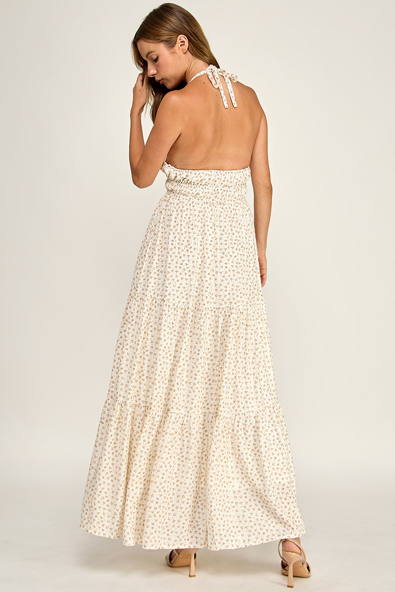 D5749S Halter Neck Maxi Dress