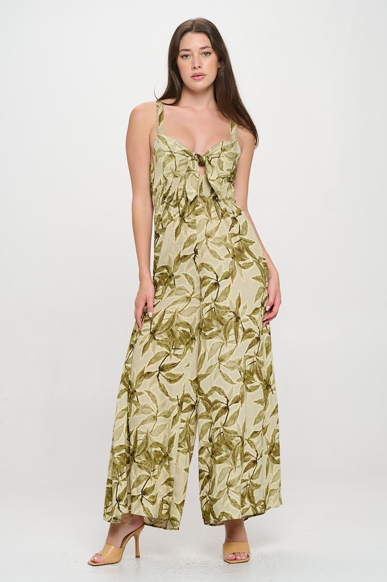 R5325-1 Wide-Leg Smocked Back Jumpsuit