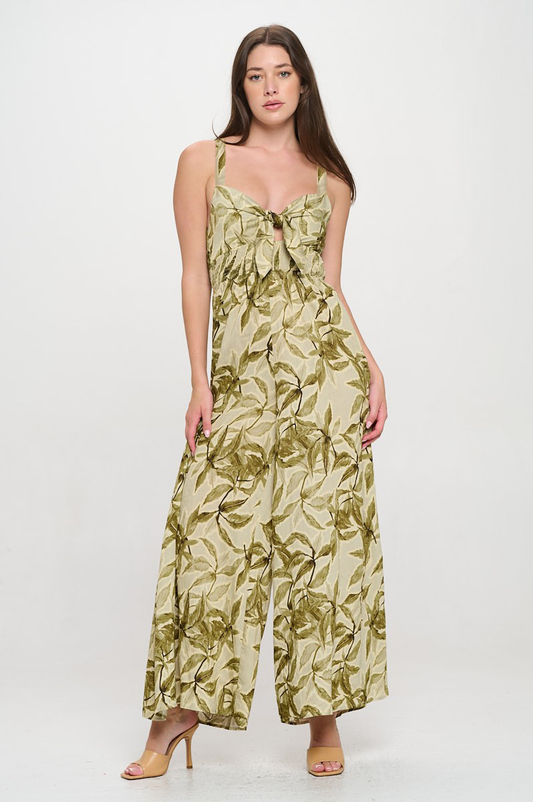 R5325-1 Wide-Leg Smocked Back Jumpsuit